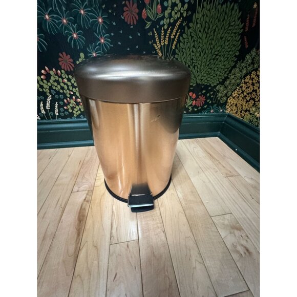 Rose Gold Metal Step Trash Can 11.5" H x 8" D With Soft-Close Lid - Picture 1 of 13